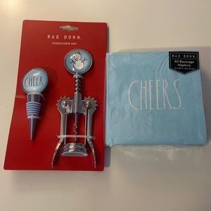 Rae Dunn Snowy/Christmas Cheer Corkscrew Set and Beverage Napkins
